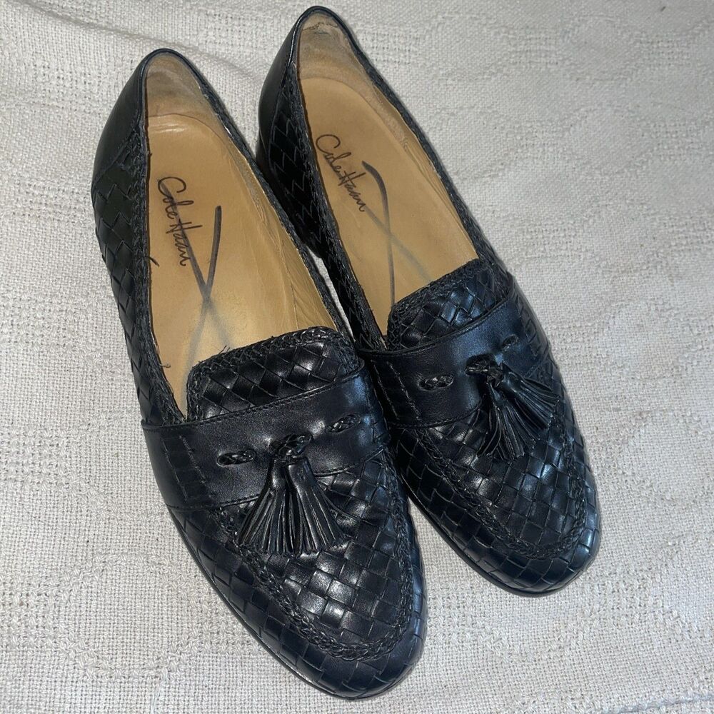 Cole Haan Men’s Dress Loafers Size 11 M Black Leather Weave Business Formal City